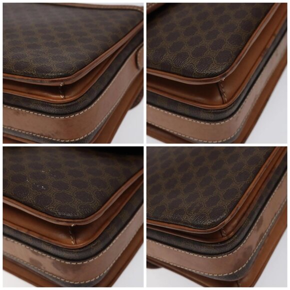 CELINE Macadam Canvas Shoulder Bag PVC Leather Brown Gold Auth 116316 - Picture 14 of 16